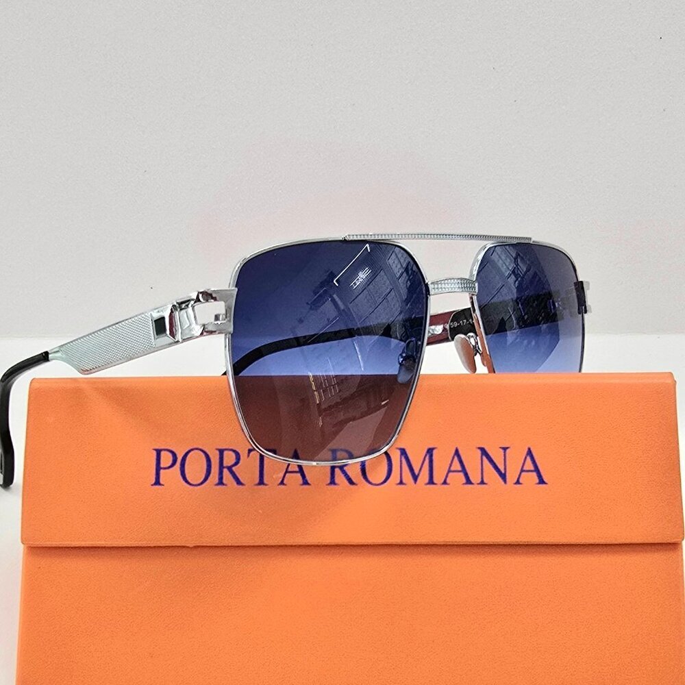PORTA ROMANA SUNGLASSES SILVER BLUE LENSES MOD 503